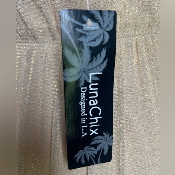 LUNA CHIX DESIGNED IN L.A NWT METALLIC SHIMMER MIDI DRESS - Picture 7 of 9